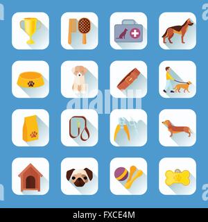 Flache Icons set Hund schräge Schatten Stock Vektor