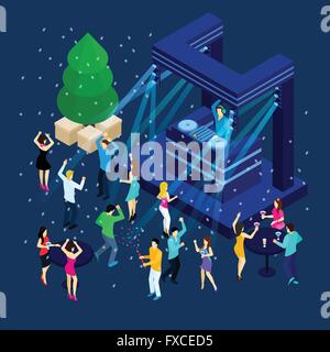 Leute feiern Neujahr Illustration Stock Vektor