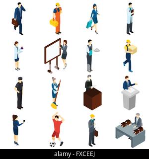 Professional Menschen Arbeit isometrische Icons Set Stock Vektor