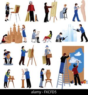 Kreativen Beruf Menschen Icons Set Stock Vektor