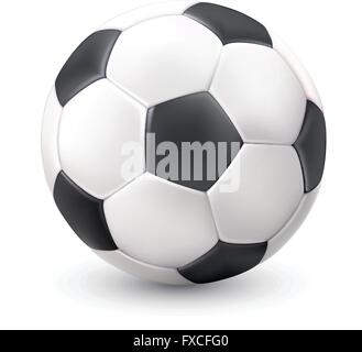 Soccer Ball realistisch weiß schwarz Bild Stock Vektor