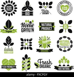 Bio Naturprodukt Beschriftungssatz Stock Vektor