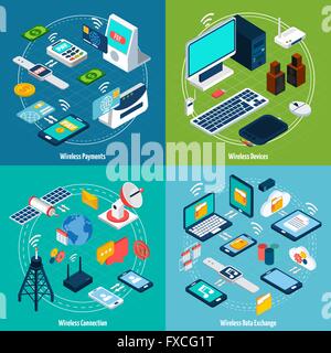 Wireless-Technologien isometrische Satz Stock Vektor