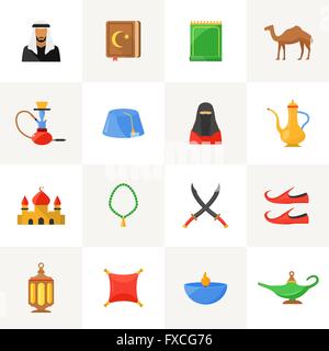 Arabische Kultur Icons set Stock Vektor