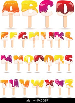 Schmelzendes Eis Alphabet flache Banner Stock Vektor