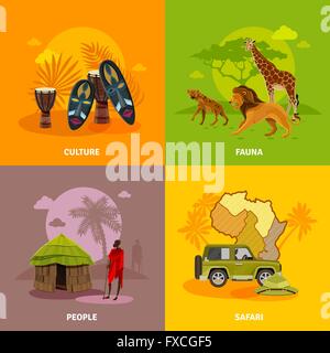 Afrika-Konzept Icons Set Stock Vektor