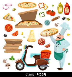 Pizza-Cartoon-Satz Stock Vektor