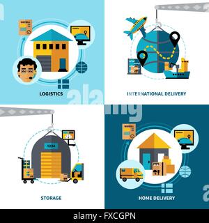 Logistik 2 x 2 Set Design-Konzept Stock Vektor