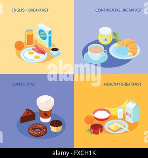 Flache Frühstücksset Stock Vektor