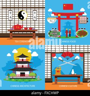Chinesischen Konzept Icons Set Stock Vektor