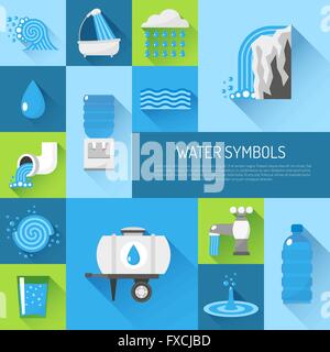 Wasser flach Satz Stock Vektor