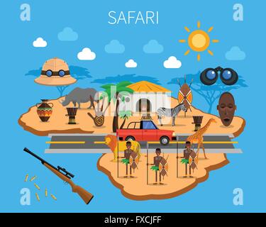 Safari Concept Illustration Stock Vektor