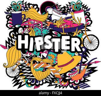 Hipster Lebensstil Symbole Zusammensetzung flache Plakat Stock Vektor
