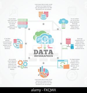 Daten Analysen Infografik Wohnung Symbole Banner Stock Vektor