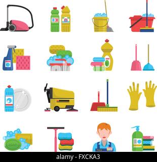 Reinigungs-Icons Set Stock Vektor