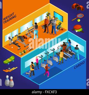 Sport Ausrüstung Athleten isometrische Kompositionen Stock Vektor