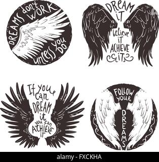 Flügel-Beschriftung-Set Stock Vektor