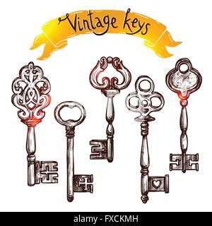 Vintage Skizze Schlüssel Stock Vektor