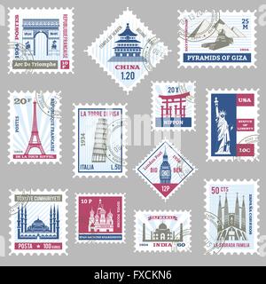 Briefmarken Satz Stock Vektor
