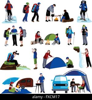 Camping Icons Set Stock Vektor