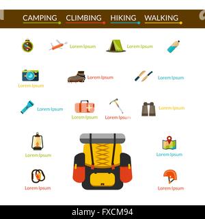 Camping und Wandern Icons Set Stock Vektor