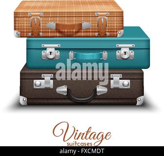 Haufen von alten Vintage Koffer Stock Vektor
