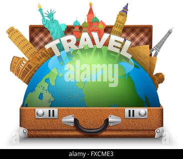 Tourist-Koffer-Illustration Stock Vektor