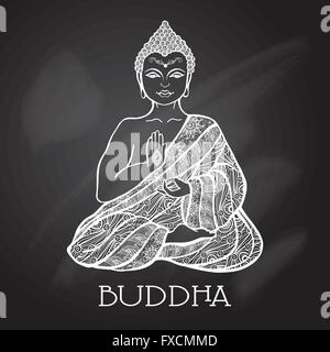 Chalk Board Buddha-Abbildung Stock Vektor