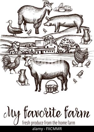 Bauernmarkt Poster Stock Vektor