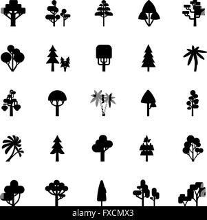 Baum Set schwarz / weiß Stock Vektor