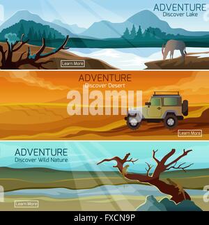 Natur, Landschaften Reisen flache Banner-set Stock Vektor