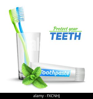Zahnbürsten und Zahnpasta Stock Vektor