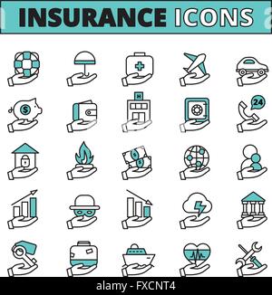 Versicherung Icons Set Stock Vektor