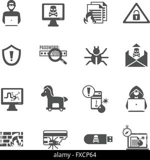 Hacker Icons Set Stock Vektor