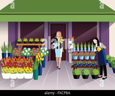 Flower Shop Eingang-banner Stock Vektor