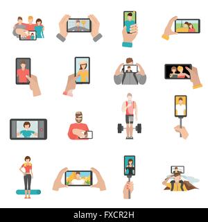 Selfie Icons Set Stock Vektor