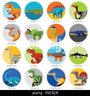 Dinosaurier Icons Set Stock Vektor
