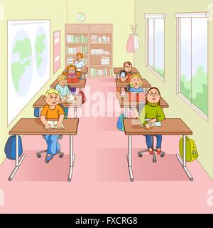 Kinder In der Schule Cartoon Illustration Stock Vektor
