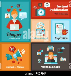 Blogger-Plakat-Set Stock Vektor