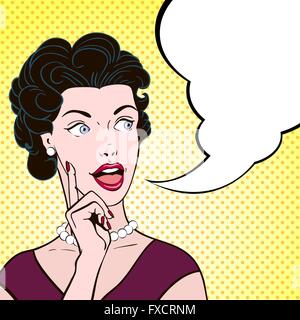 Comics-Frau-Karikatur-Portrait Stock Vektor
