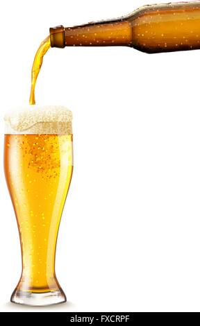 Bier gießen realistisch Stock Vektor