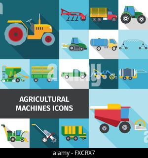 Agrarindustrie Icons Set Stock Vektor