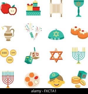 Symbole von Hanukkah Icons Set Stock Vektor