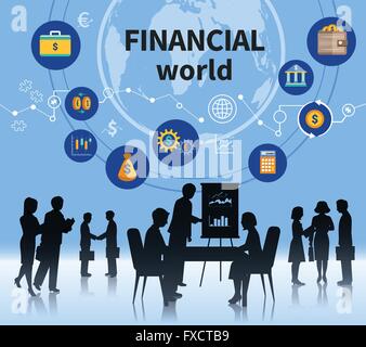 Bereich der gewerblichen Welt Konzept Zusammensetzung banner Stock Vektor