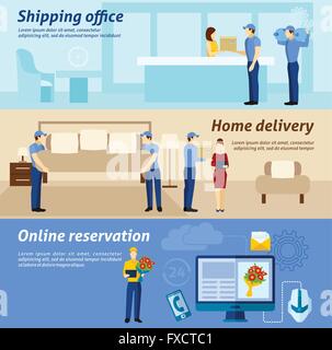 Hauszustellung Servicepauschale Banner gesetzt Stock Vektor