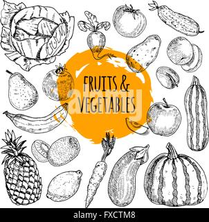 Gesunde Ernährung Kollektion Hand gezeichnete doodle Stock Vektor