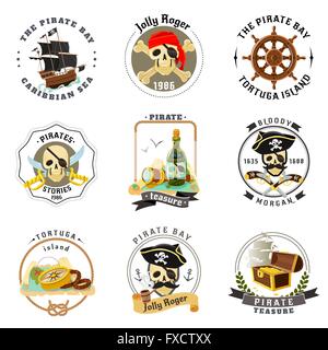 Pirate Embleme Aufkleber set Stock Vektor