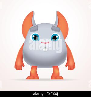 Süße graue Maus-Mutanten. Spaß flauschige Fett Kaninchen Zeichen auf hellem Hintergrund isoliert. Dumme Cartoon Monster für Kinder-Design. Stock Vektor