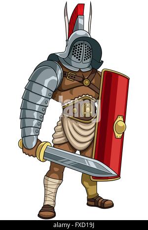 Darstellung der römischen Gladiator in voller Kampfausrüstung. Stock Vektor