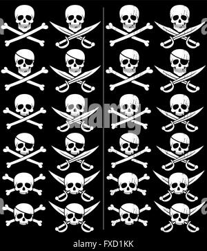 Jolly Roger in 24 verschiedenen Ausführungen. Stock Vektor